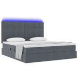 Letto con strisce LED Grigio scuro 200 x 200 cm Velluto