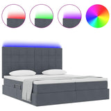 Letto con strisce LED Grigio scuro 200 x 200 cm Velluto