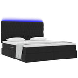 Letto con luci a strisce a LED Nero 180 x 200 cm Velluto