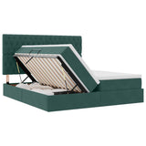 Letto con luci a strisce a LED Verde Scuro 180 x 200 cm Velluto