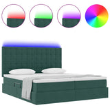 Letto con luci a strisce a LED Verde Scuro 180 x 200 cm Velluto
