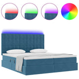 Letto con luci a strisce a LED Blu Scuro 180 x 200 cm Velluto