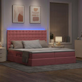 Letto con luci a strisce a LED Rosa 200 x 200 cm Velluto
