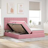 Letto con luci a strisce a LED Rosa 200 x 200 cm Velluto