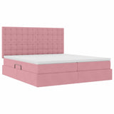 Letto con luci a strisce a LED Rosa 200 x 200 cm Velluto