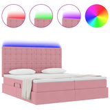 Letto con luci a strisce a LED Rosa 200 x 200 cm Velluto