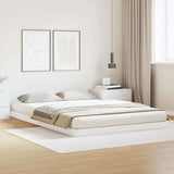 Struttura letto a terra Bianco 160 x 220 cm Pino massello