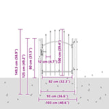 Cancello da giardino con blocco Grigio 100 x 100 cm Acciaio