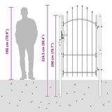 Cancello da giardino con blocco Grigio 175 x 100 cm Acciaio