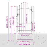 Cancello da giardino con blocco Grigio 175 x 100 cm Acciaio