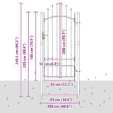 Cancello da giardino con blocco Grigio 100 x 200 cm Acciaio