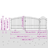 Cancello da giardino Nero 100 x 500 cm Acciaio