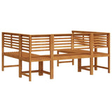 Set Panchina da Giardino 5 pcs Marrone Legno di Acacia Massello