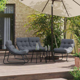 Arredamento da Giardino 3 pcs Nero Acciaio verniciato a polvere