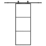 Porta Scorrevole con Ferramenta Nera 76x205 cm in Vetro ESG