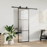 Porta Scorrevole con Ferramenta Nera 76x205 cm in Vetro ESG