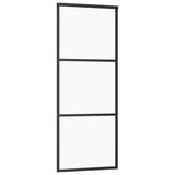 Porta Scorrevole con Ferramenta Nera 76x205 cm in Vetro ESG