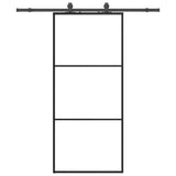 Porta Scorrevole con Ferramenta Nera 90x205 cm in Vetro ESG