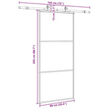 Porta Scorrevole con Ferramenta Nera 90x205 cm in Vetro ESG