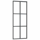 Porta Scorrevole con Ferramenta Nera 76x205 cm in Vetro ESG