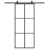 Porta Scorrevole con Ferramenta Nera 90x205 cm in Vetro ESG