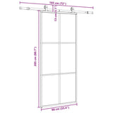 Porta Scorrevole con Ferramenta Nera 90x205 cm in Vetro ESG