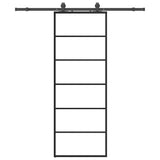 Porta Scorrevole con Ferramenta Nera 76x205 cm in Vetro ESG
