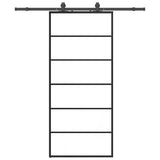 Porta Scorrevole con Ferramenta Nera 90x205 cm in Vetro ESG