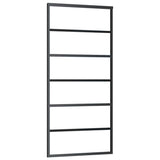 Porta Scorrevole con Ferramenta Nera 90x205 cm in Vetro ESG