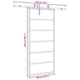 Porta Scorrevole con Ferramenta Nera 90x205 cm in Vetro ESG
