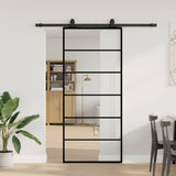 Porta Scorrevole con Ferramenta Nera 90x205 cm in Vetro ESG