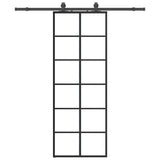 Porta Scorrevole con Ferramenta Nera 76x205 cm in Vetro ESG