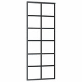 Porta Scorrevole con Ferramenta Nera 76x205 cm in Vetro ESG