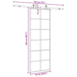 Porta Scorrevole con Ferramenta Nera 76x205 cm in Vetro ESG