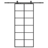 Porta Scorrevole con Ferramenta Nera 90x205 cm in Vetro ESG