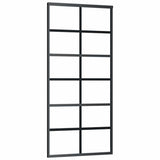 Porta Scorrevole con Ferramenta Nera 90x205 cm in Vetro ESG