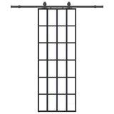 Porta Scorrevole con Ferramenta Nera 76x205 cm in Vetro ESG