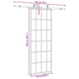 Porta Scorrevole con Ferramenta Nera 76x205 cm in Vetro ESG