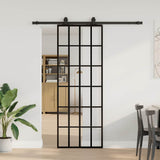 Porta Scorrevole con Ferramenta Nera 76x205 cm in Vetro ESG