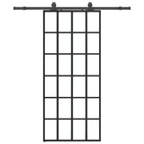 Porta Scorrevole con Ferramenta Nera 90x205 cm in Vetro ESG