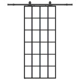 Porta Scorrevole con Ferramenta Nera 90x205 cm in Vetro ESG