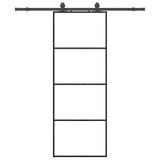 Porta Scorrevole con Ferramenta Nera 76x205 cm in Vetro ESG