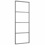 Porta Scorrevole con Ferramenta Nera 76x205 cm in Vetro ESG