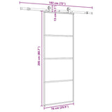 Porta Scorrevole con Ferramenta Nera 76x205 cm in Vetro ESG