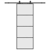 Porta Scorrevole con Ferramenta Nera 76x205 cm in Vetro ESG