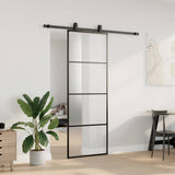 Porta Scorrevole con Ferramenta Nera 76x205 cm in Vetro ESG
