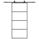 Porta Scorrevole con Ferramenta Nera 90x205 cm in Vetro ESG