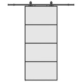 Porta Scorrevole con Ferramenta Nera 90x205 cm in Vetro ESG