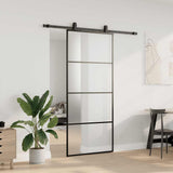 Porta Scorrevole con Ferramenta Nera 90x205 cm in Vetro ESG