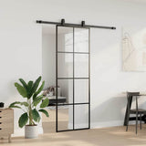 Porta Scorrevole con Ferramenta Nera 76x205 cm in Vetro ESG